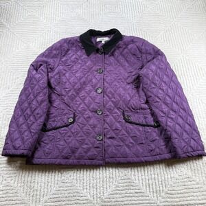 Croft & Barrow Quilted Barn Jacket Women XL Purple Equestrian Countryside Preppy